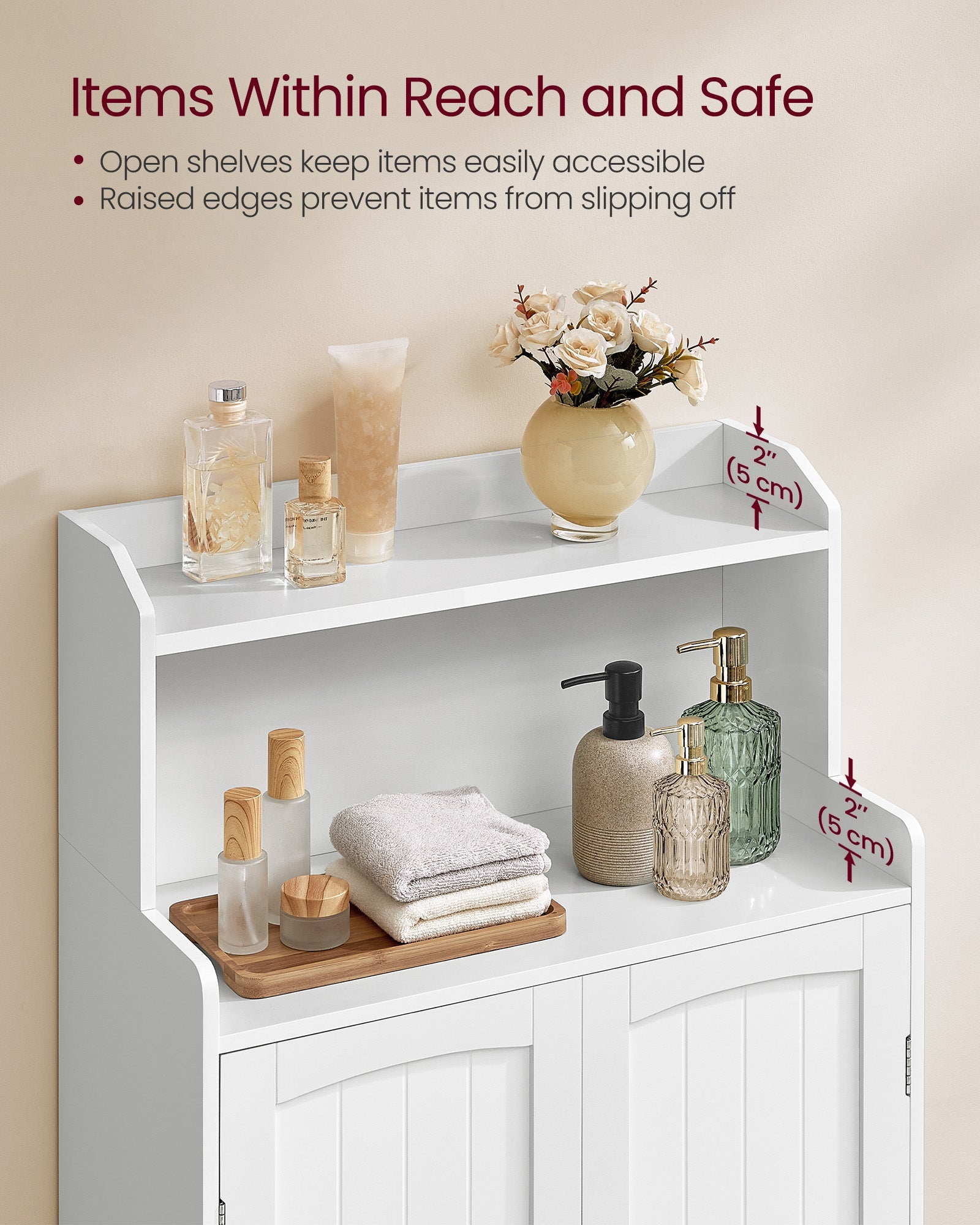 Bathroom Storage Cabinet with 2 Doors, 2 Adjustable Shelves