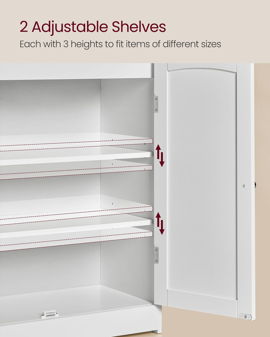 Bathroom Storage Cabinet with 2 Doors, 2 Adjustable Shelves