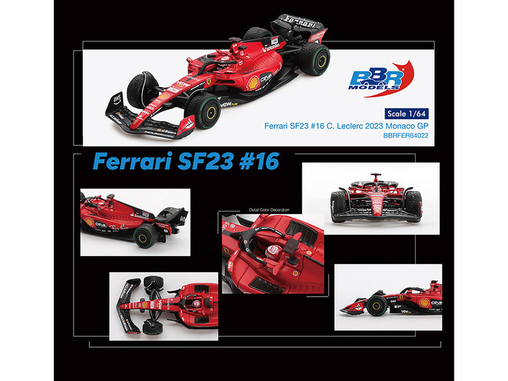 Ferrari SF-23 #16 Charles Leclerc Formula One F1 "Monaco GP" (2023) 1/64 Diecast Model Car by BBR Models