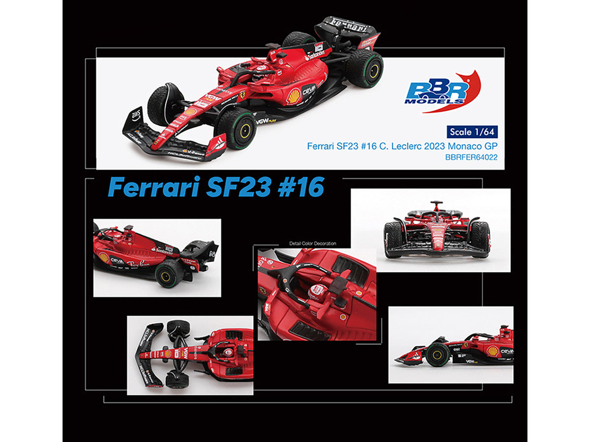 Ferrari SF-23 #16 Charles Leclerc Formula One F1 "Monaco GP" (2023) 1/64 Diecast Model Car by BBR Models