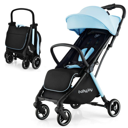 One-Hand Folding Portable Lightweight Baby Stroller with Aluminum Frame-Blue - Color: Blue
