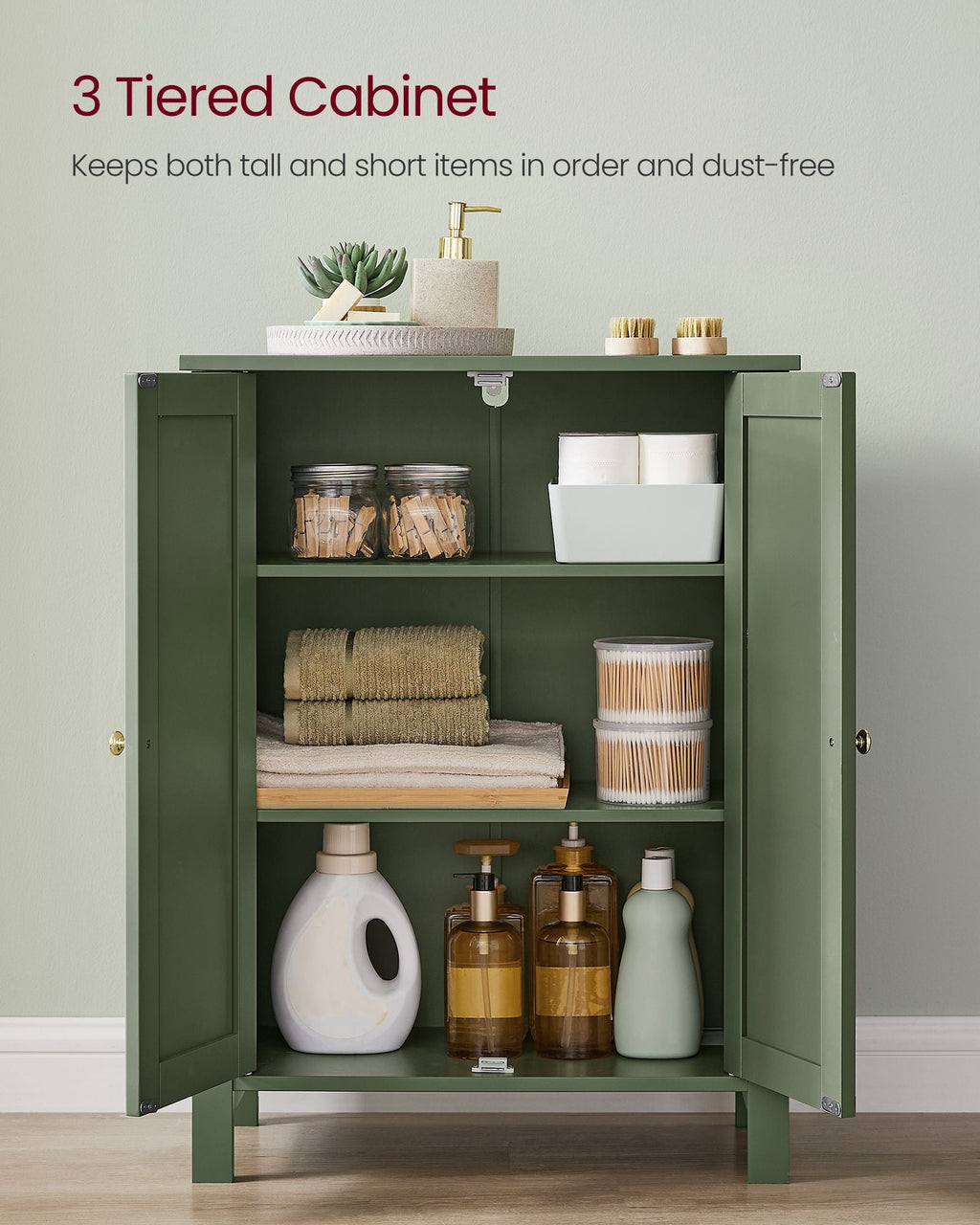 Bathroom Storage Unit with 2 Adjustable Shelves