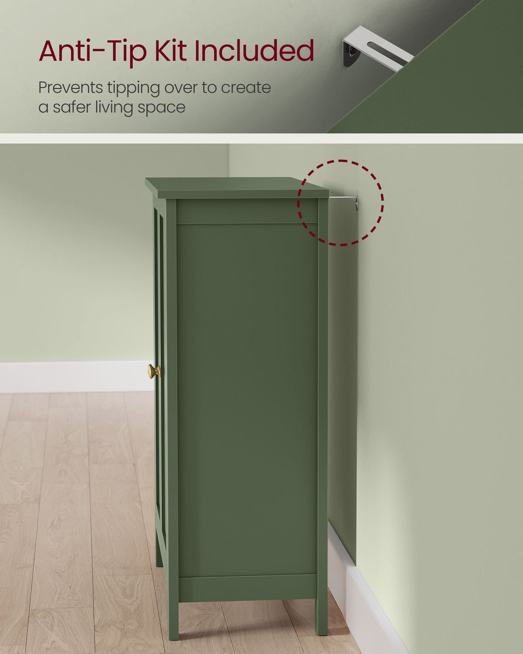 Bathroom Storage Unit with 2 Adjustable Shelves