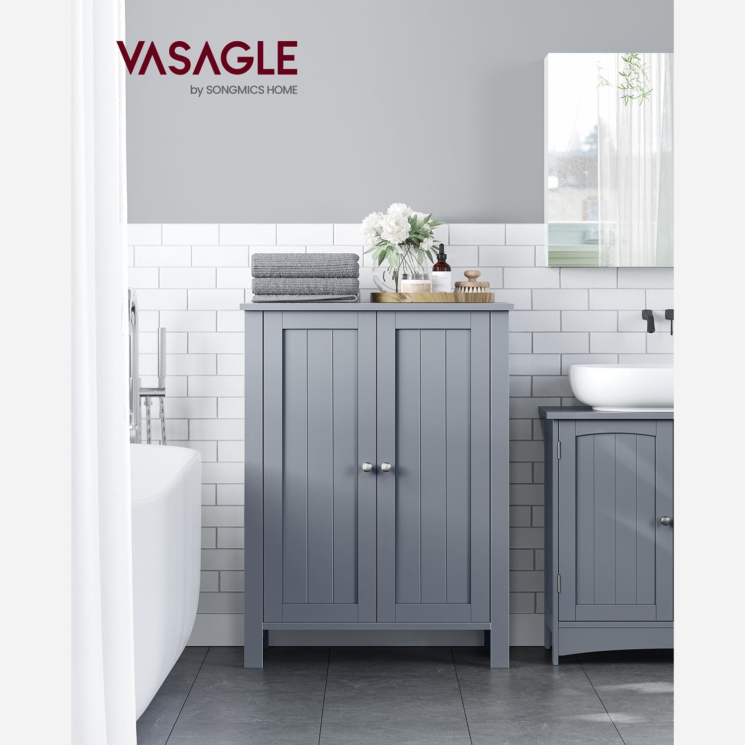 Bathroom Storage Unit with 2 Adjustable Shelves