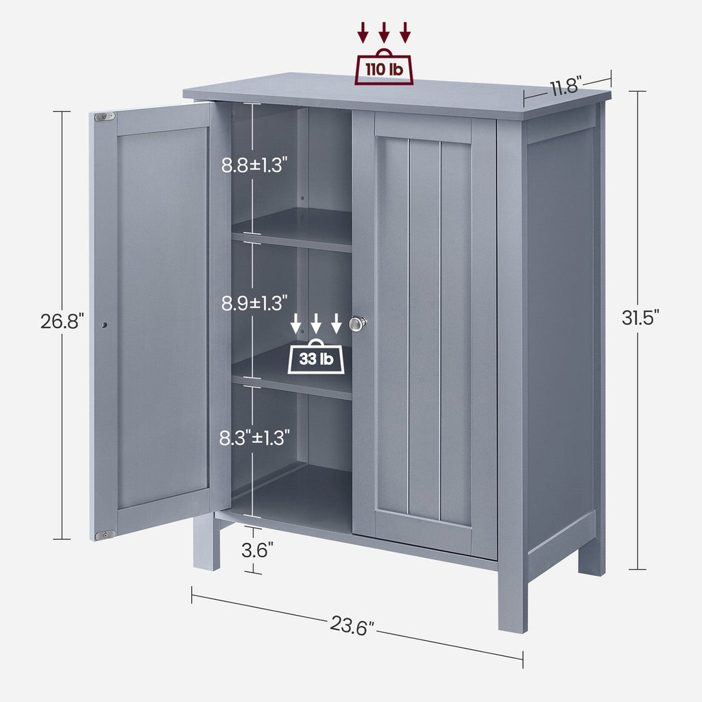 Bathroom Storage Unit with 2 Adjustable Shelves