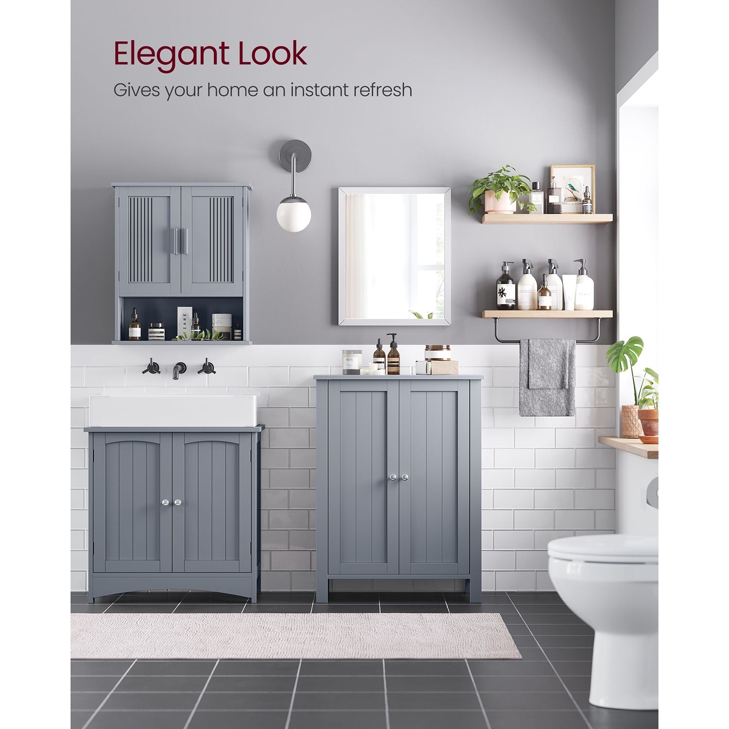 Bathroom Storage Unit with 2 Adjustable Shelves