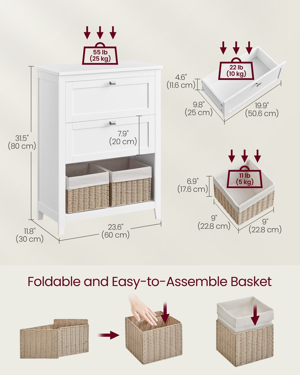 Bathroom Cabinet with 2 Drawers