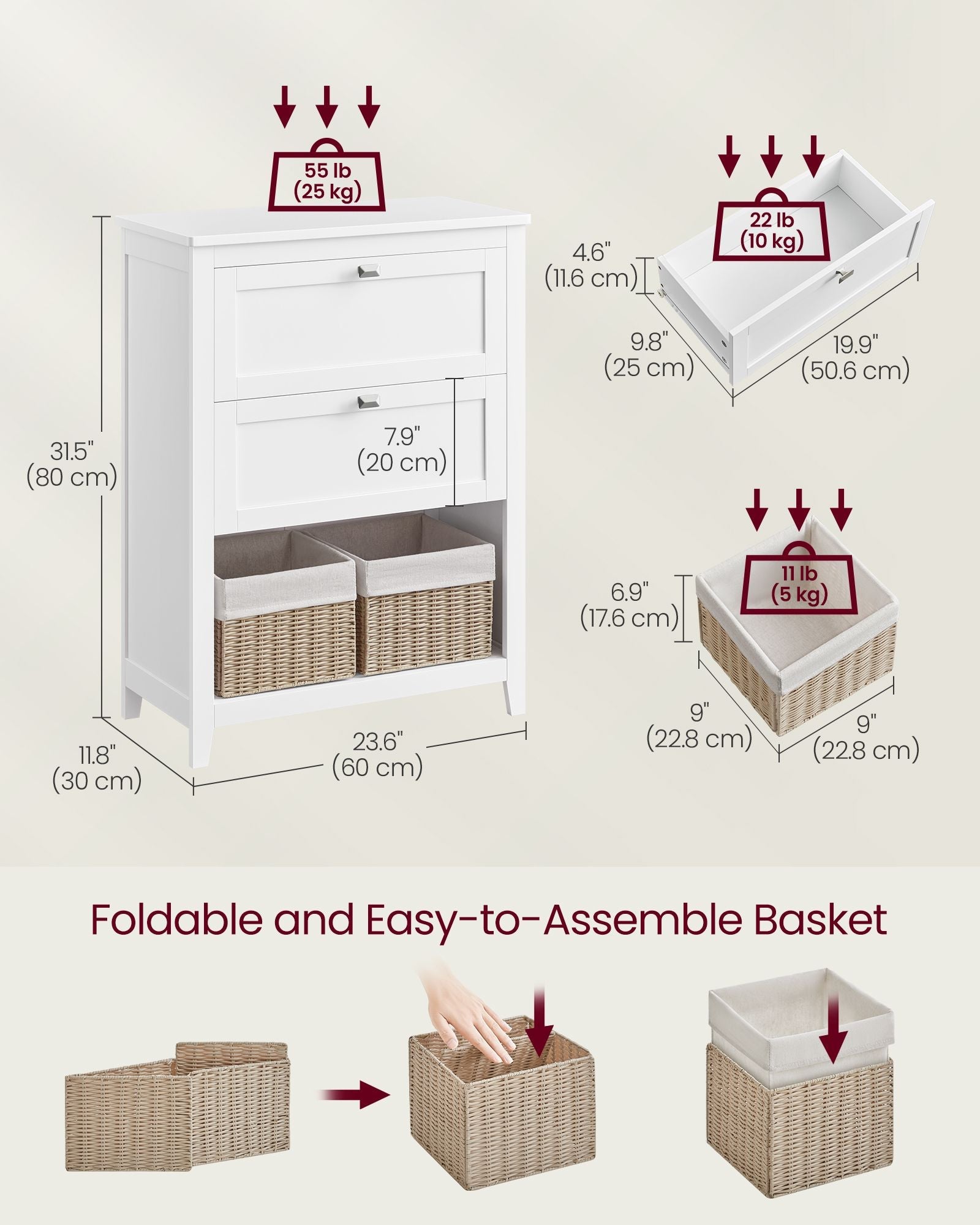 Bathroom Cabinet with 2 Drawers