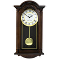 Bedford Clock Collection Noah 22 Inch Chestnut Wood Chiming Pendulum Wall Clock