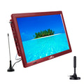 beFree Sound Portable Rechargeable 14 Inch LED TV with HDMI, SD/MMC, USB, VGA, AV In/Out and Built-in Digital Tuner in Red