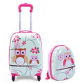 2 Pieces 12 Inch 16 Inch Green ABS Kids Suitcase Luggage Set - Color: Pink