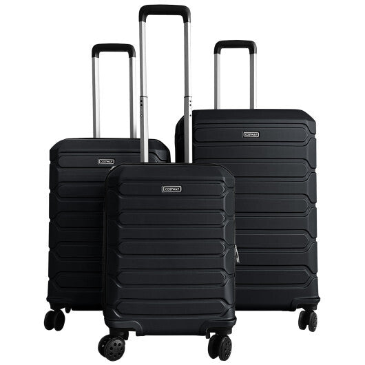 3-Piece Hardside Luggage Set Lightweight Hardside Suitcases with 8-Spinner Wheels-Blue