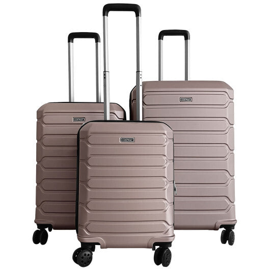 3-Piece Hardside Luggage Set Lightweight Hardside Suitcases with 8-Spinner Wheels-Blue
