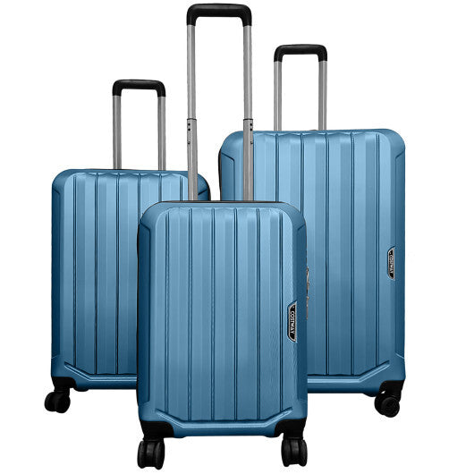 3-Piece Hardside Luggage Set (20/24/28 Inch) Lightweight with 3-Digital Lock-Blue