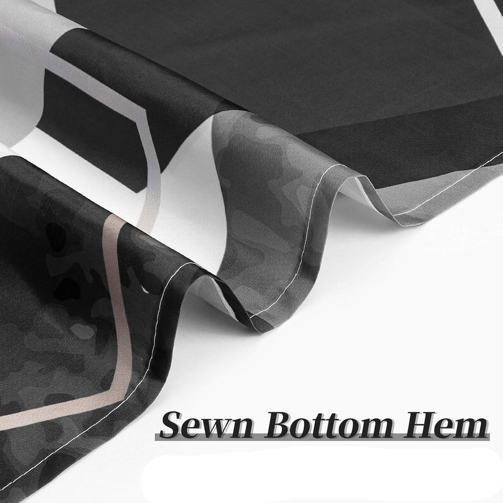 72"W x 78"H Black White Hexagonal Pattern Polyester Shower Curtain