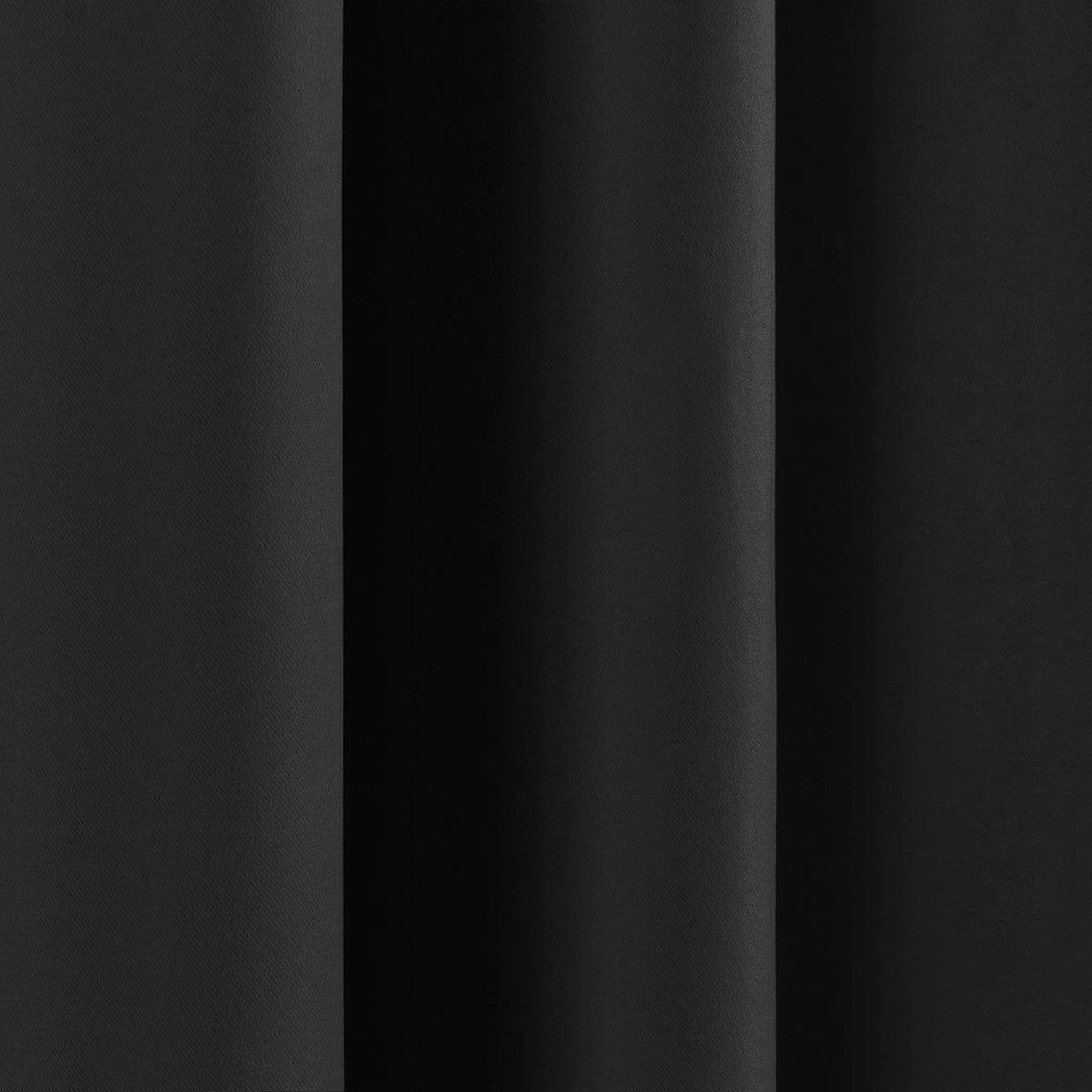 52 x 96 inch Solid Black Thermal Blackout Curtain Panels - Set of 2