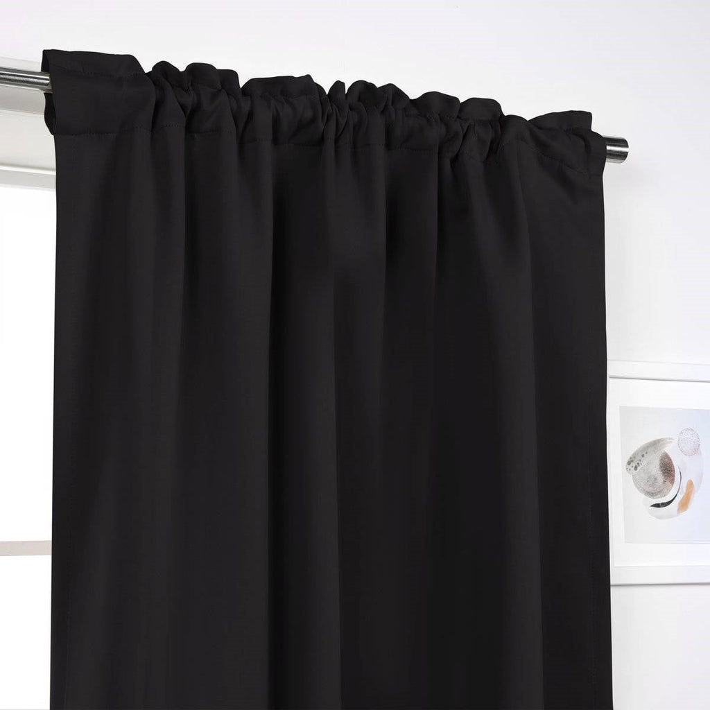52 x 63 inch Solid Black Thermal Blackout Curtain Panels - Set of 2