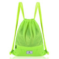 Drawstring Backpack String Bag Foldable Sports Sack with Zipper Pocket-Green - Color: Green