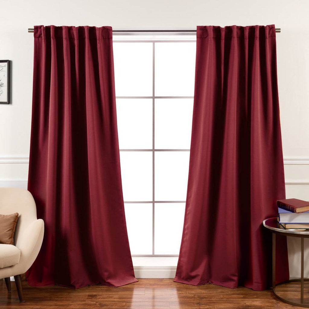 52 x 96 inch Solid Burgundy Red Thermal Blackout Curtain Panels - Set of 2