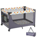 Baby Playpen Travel Crib, Quick-Folding Playpen for Baby & Toddler, Portable Baby Fence Play Yard with Wheels, Breathable Mesh & Travel Bag, Indoor/Outdoor Kids Activity Center for 0-36 Months