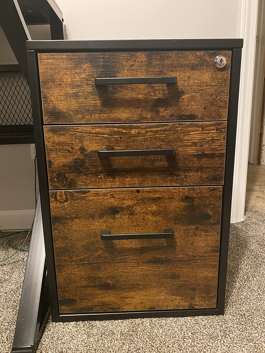 Mobile File Cabinet, Office Filing Cabinet with Wheels and Lock for A4