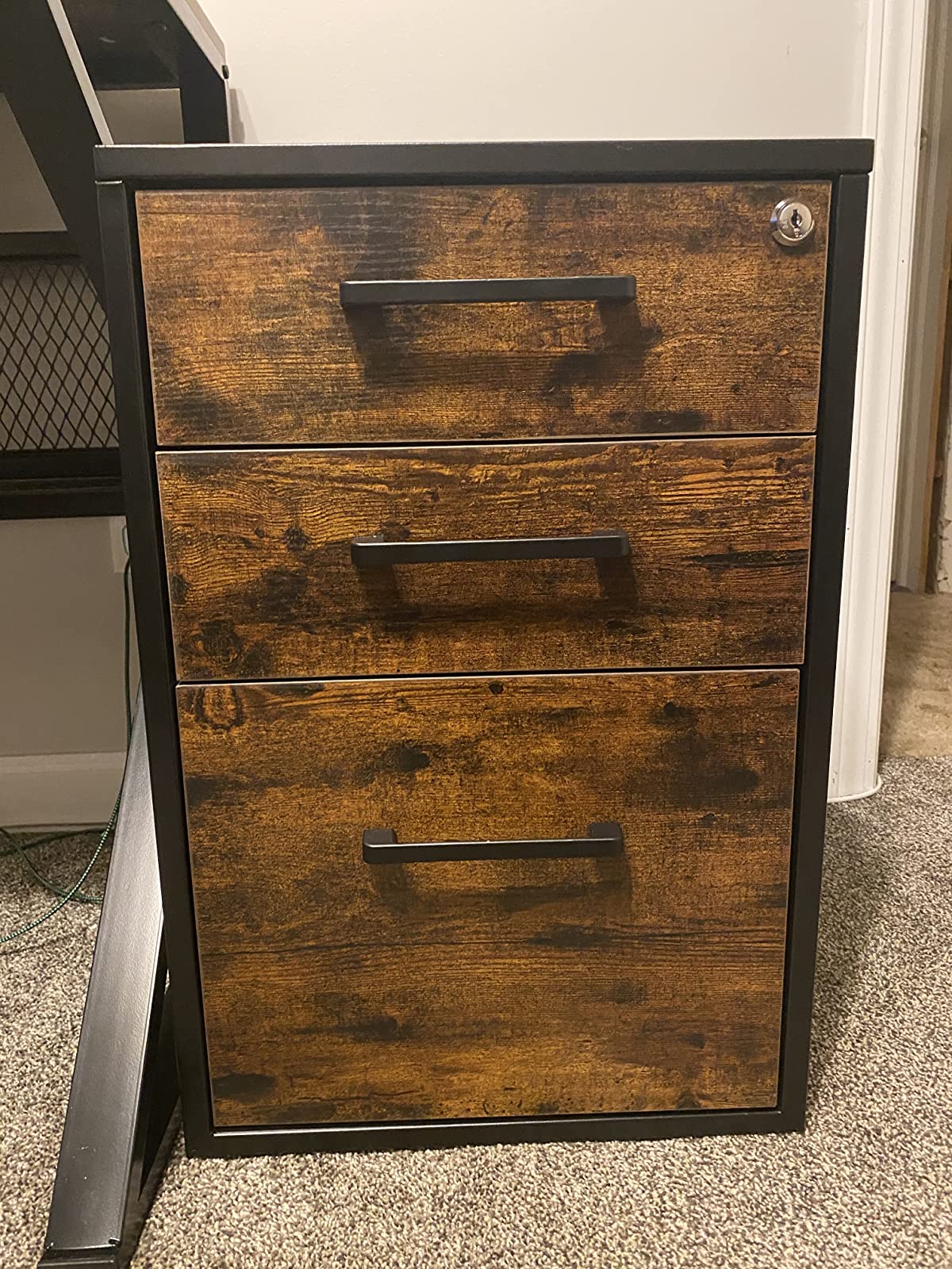 Mobile File Cabinet, Office Filing Cabinet with Wheels and Lock for A4