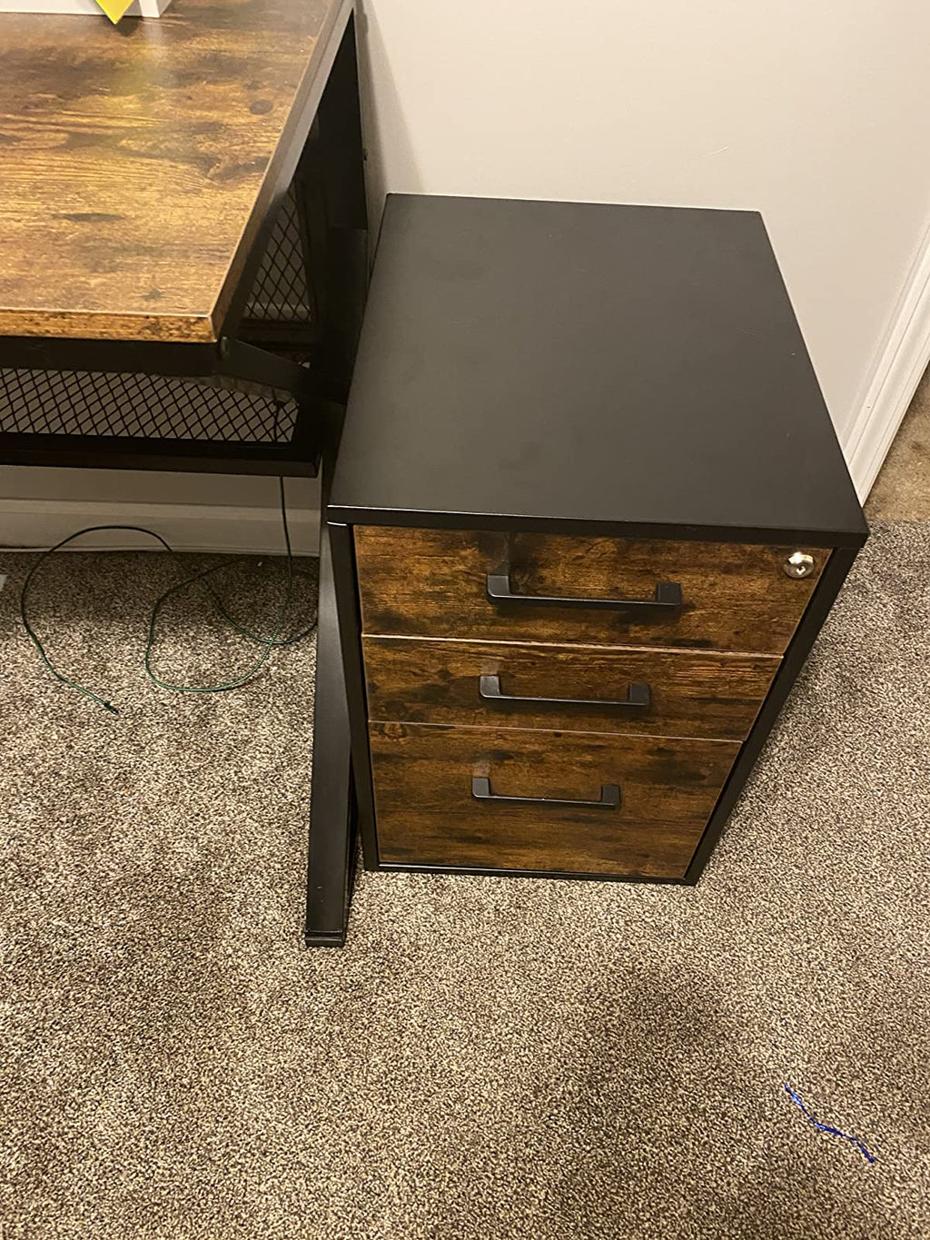 Mobile File Cabinet, Office Filing Cabinet with Wheels and Lock for A4