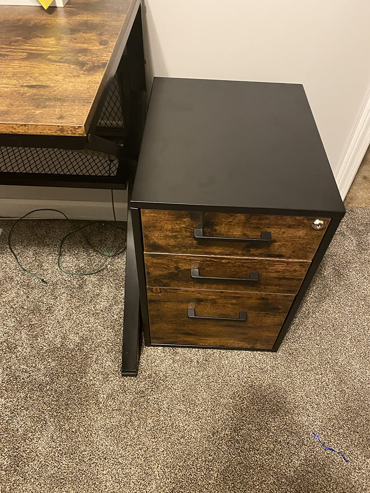 Mobile File Cabinet, Office Filing Cabinet with Wheels and Lock for A4