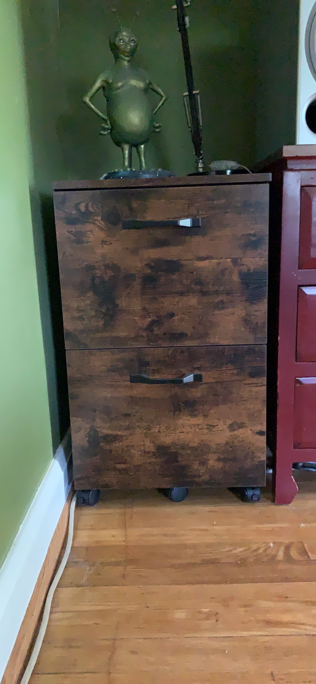 Rustic File Cabinet with 2 Drawers, Rolling Office Filing Cabinet with Wheels