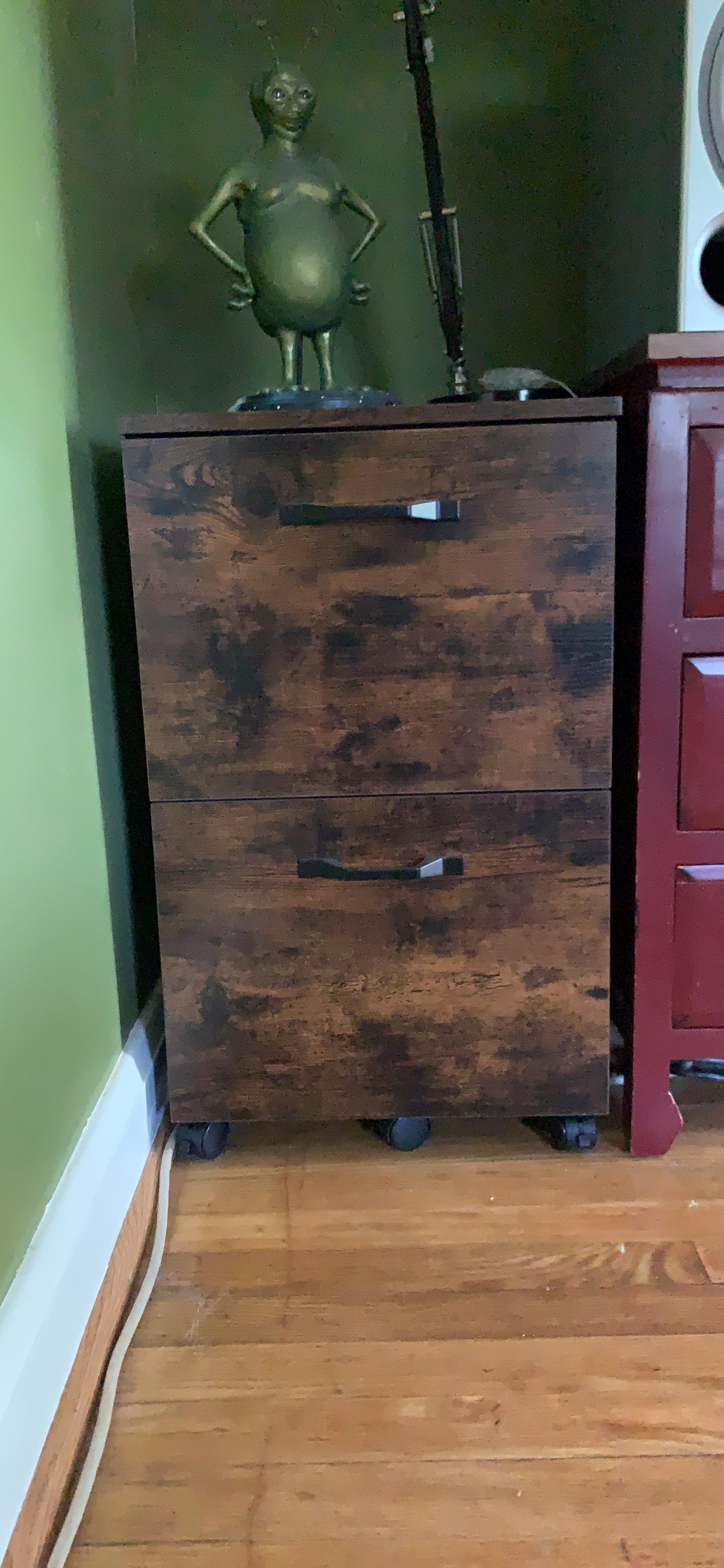 Rustic File Cabinet with 2 Drawers, Rolling Office Filing Cabinet with Wheels