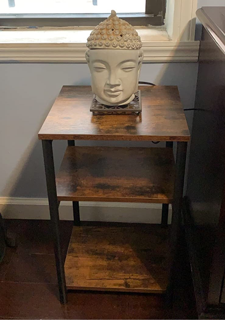 Side Table, End Table with Storage Shelves, 3-Tier Slim Tall Table