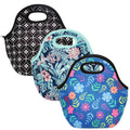 Brentwood Insulated Neoprene Womens Lunch Bags, 3 Piece Set