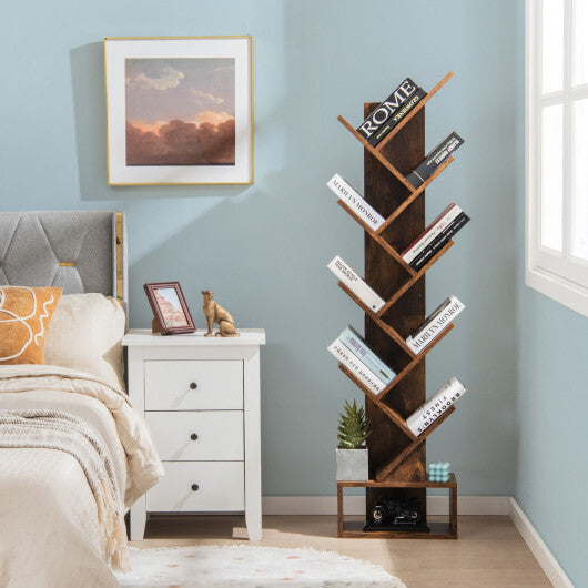 10-Tier Bookshelf with Drawer Free-standing Storage Bookcase-White