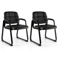 Set of 2 Waiting Room Chair Home Office PU Leather Guest Chairs-Black