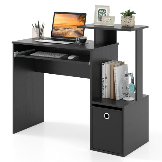 Space-saving Computer Desk with Pull-out Keyboard Tray-White