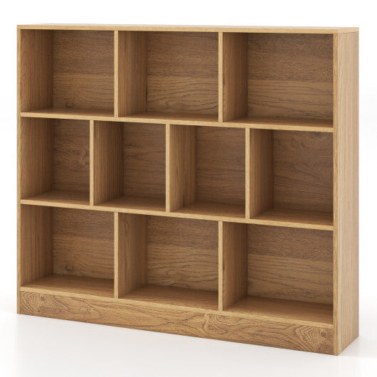41 inches Wooden Toy Storage Organizer with 10 Cubes for Kids-White