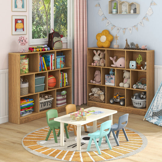 41 inches Wooden Toy Storage Organizer with 10 Cubes for Kids-White