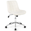 Teddy Fleece Armless Office Chair Makeup Vanity Chair-White - Color: White