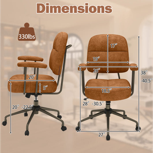 Leathaire Upholstered Task Home Office Chair with Cushioned Back-Beige