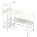 48 Inch Computer Desk with Power Outlets and Storage Shelves-White