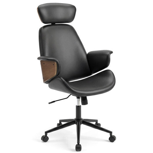 Ergonomic Office Chair with Headrest  Adjustable Height for Home Office and Study-Black