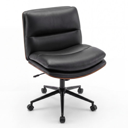 Armless Office Chair with Curved Backrest and Padded Seat-White