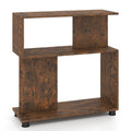 3-Tier Modern S-shaped Bookshelf with Adjustable Feet-Rustic Brown