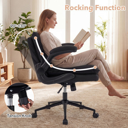 Criss Cross Chair on Wheels with Flip-up Arms Adjustable Height-Gray