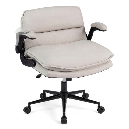 Criss Cross Chair on Wheels with Flip-up Arms Adjustable Height-Gray