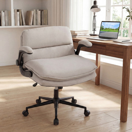 Criss Cross Chair on Wheels with Flip-up Arms Adjustable Height-Gray