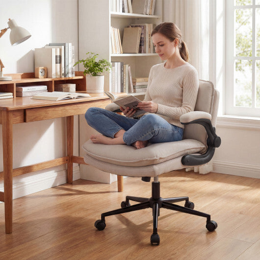 Criss Cross Chair on Wheels with Flip-up Arms Adjustable Height-Gray