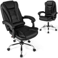 Big High Back Executive Chair with Linkage Armrests and Leather Padded Seat for Office-Black