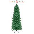 5/6/7/8 FT Pre-Lit Christmas Pencil Tree with Colorful Fiber Optics Green-8 ft