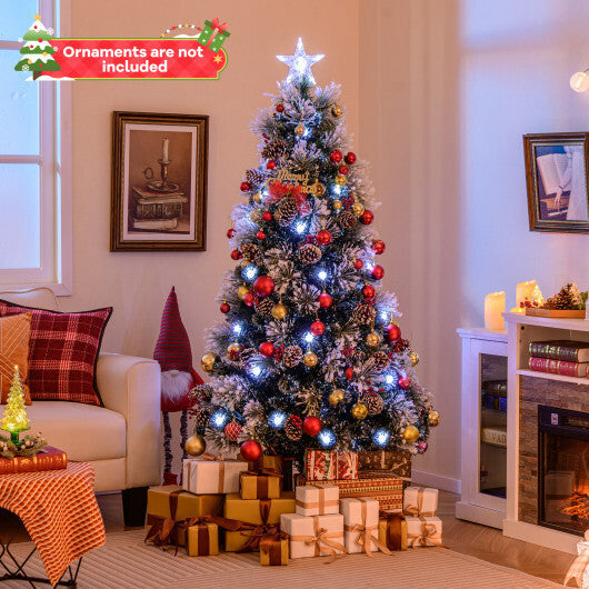 7 FT Flocked Christmas Tree with 8 Lighting Modes